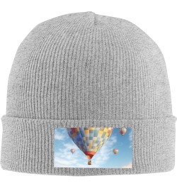 Beanie for Men Women Hot Air Balloon Warm Winter Knit Cuffed Beanie Soft Warm Ski Hats Unisex Gray $12.84 Skullies & Beanies