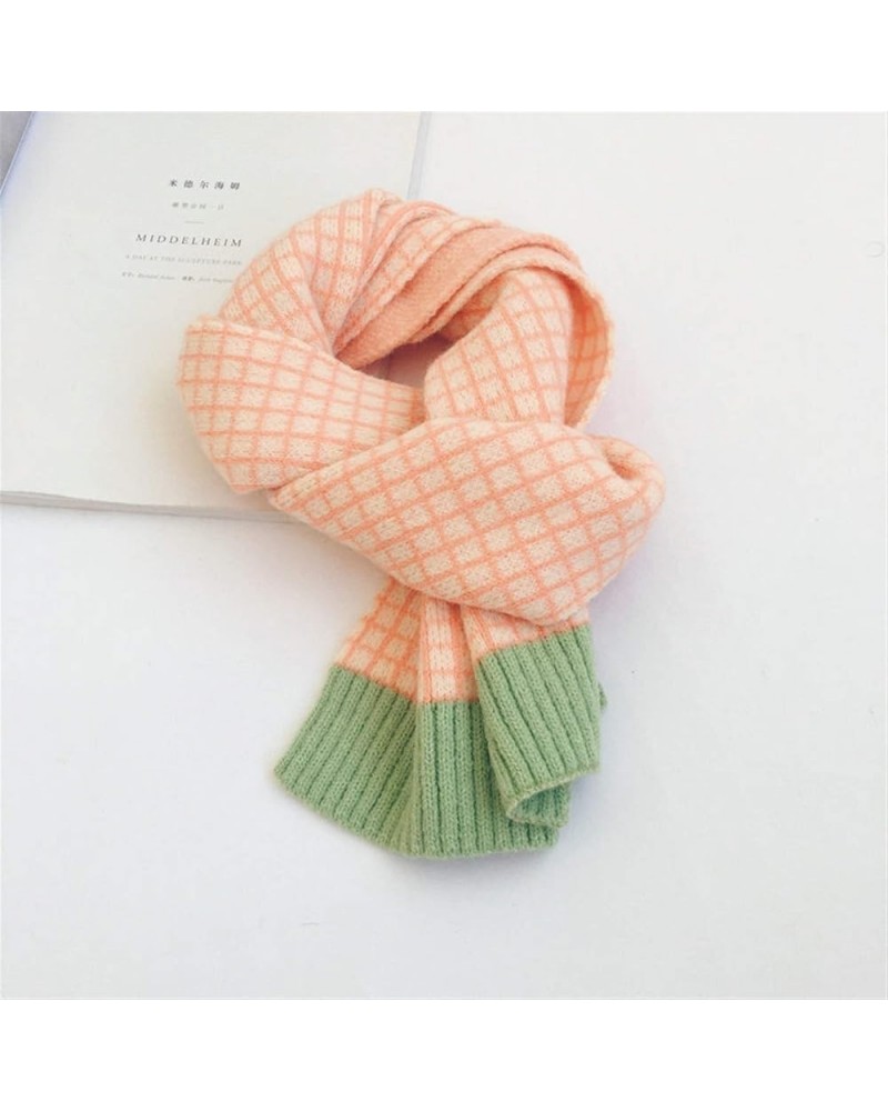 Shawl Winter Kid Knitted Wool Plaid Scarves Thicken Warm Children Shawl Patchwork Neckerchief Scarf E $31.59 Scarves