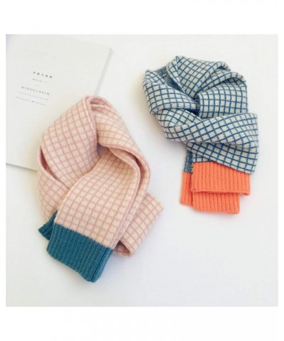 Shawl Winter Kid Knitted Wool Plaid Scarves Thicken Warm Children Shawl Patchwork Neckerchief Scarf E $31.59 Scarves