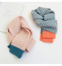 Shawl Winter Kid Knitted Wool Plaid Scarves Thicken Warm Children Shawl Patchwork Neckerchief Scarf E $31.59 Scarves