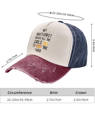 Men and Women Cotton Baseball Cap Adjustable My Bratwurst Brings All The Girls to The Yard Dad Hat Vintage Trucker Cap Navy a...