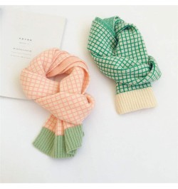 Shawl Winter Kid Knitted Wool Plaid Scarves Thicken Warm Children Shawl Patchwork Neckerchief Scarf E $31.59 Scarves