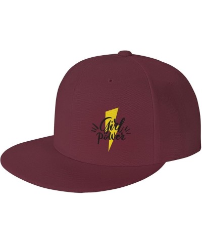 Girl Power Snapback Hat Baseball Cap for Men Women Hip Hop Style Flat-Brimmed Hats Dark Red $12.23 Baseball Caps