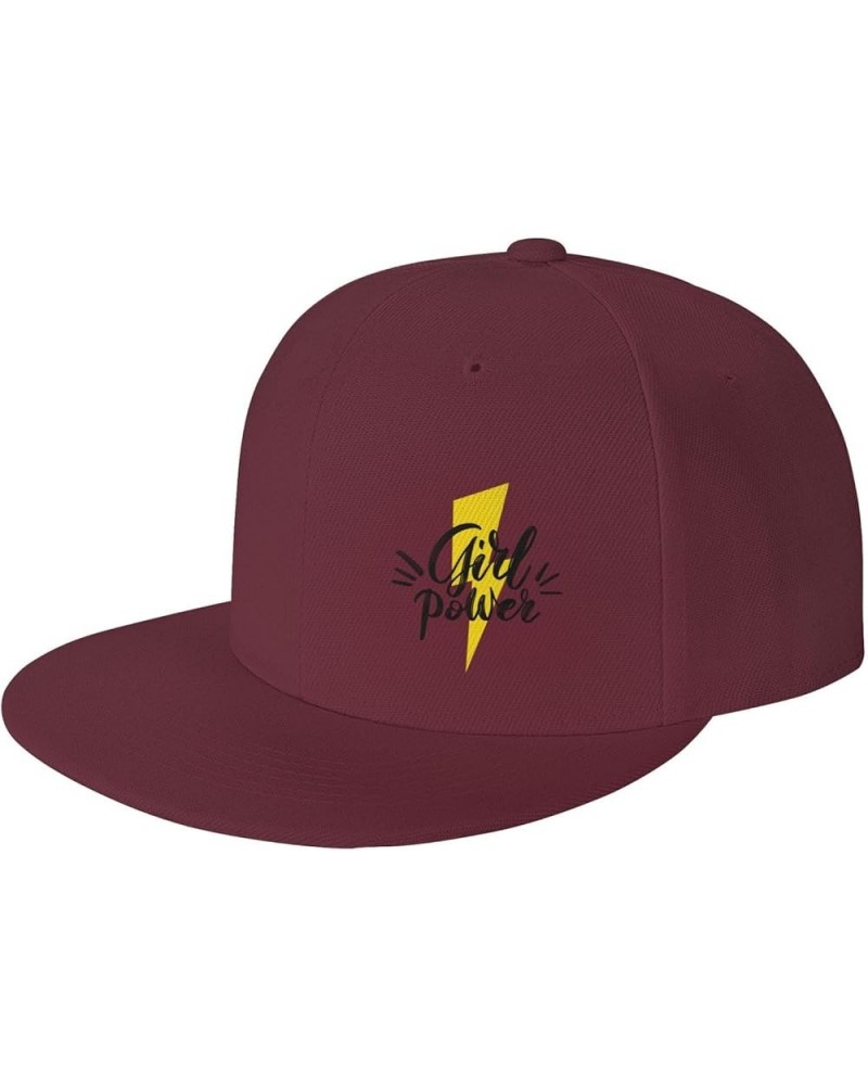 Girl Power Snapback Hat Baseball Cap for Men Women Hip Hop Style Flat-Brimmed Hats Dark Red $12.23 Baseball Caps