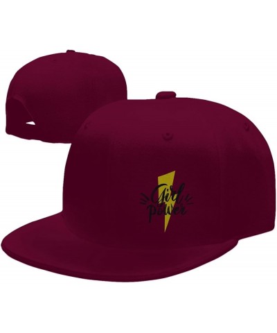 Girl Power Snapback Hat Baseball Cap for Men Women Hip Hop Style Flat-Brimmed Hats Dark Red $12.23 Baseball Caps