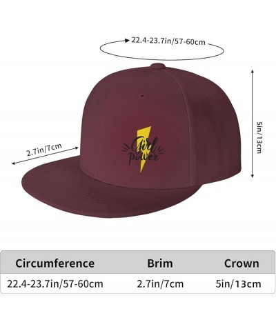 Girl Power Snapback Hat Baseball Cap for Men Women Hip Hop Style Flat-Brimmed Hats Dark Red $12.23 Baseball Caps