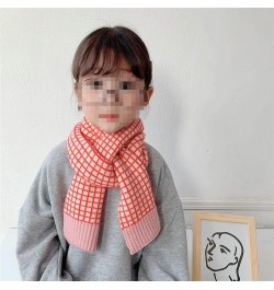 Shawl Winter Kid Knitted Wool Plaid Scarves Thicken Warm Children Shawl Patchwork Neckerchief Scarf E $31.59 Scarves