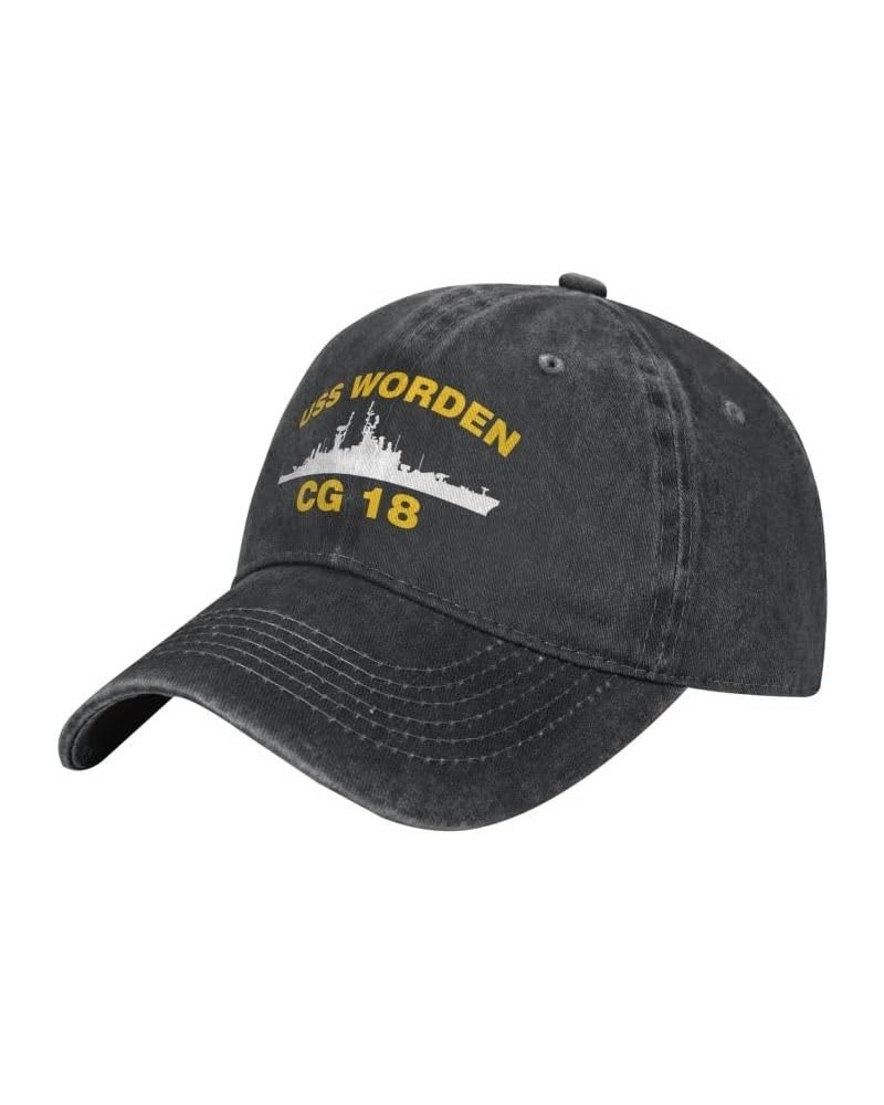 USS Worden CG 18 DLG 18 Flag Baseball Caps Denim Hats Cowboy Knit hat Fisherman's hat Black $13.35 Baseball Caps