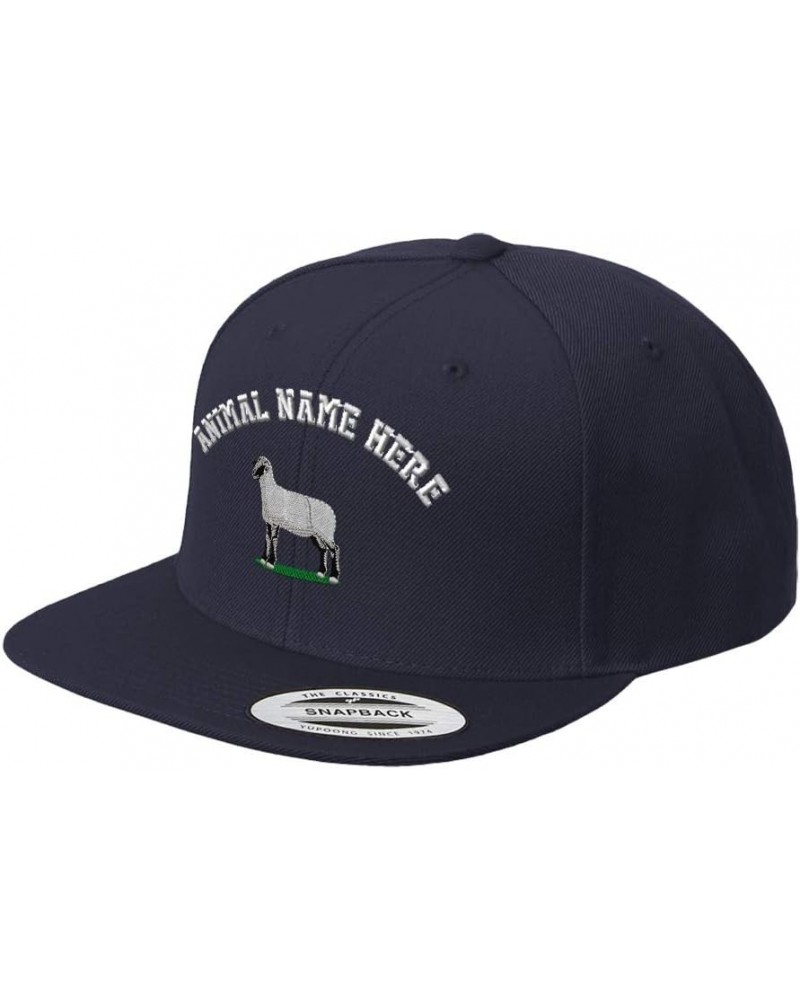 Custom Snapback Baseball Hat Suffolk Sheep Embroidery Animal Name Acrylic Cap Navy $16.17 Baseball Caps