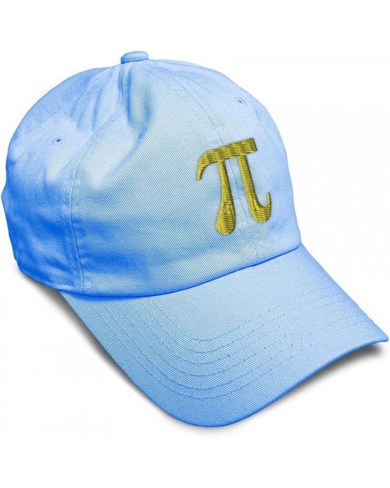 Custom Soft Baseball Cap Pi Symbol Embroidery Symbols 3.14 Pi Twill Cotton Pins Dad Hats for Men & Women Light Blue Design On...