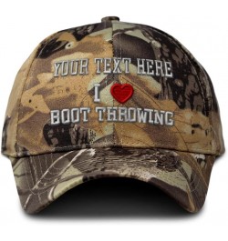 Custom Camo Baseball Cap I (Love) Boot Throwing Red Heart Sports Lovers Cotton Forest Tree Khaki Personalized Text Here $18.8...