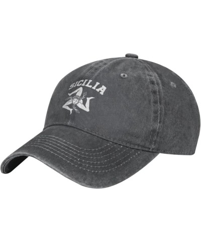 Sicilian Trinacria - Sicilia Denim Baseball Cap Hat Adjustable Cowboy Hat Deep Heather $9.93 Baseball Caps