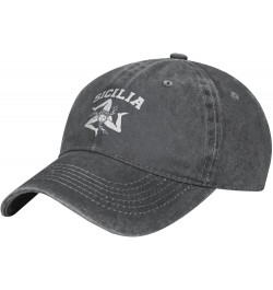 Sicilian Trinacria - Sicilia Denim Baseball Cap Hat Adjustable Cowboy Hat Deep Heather $9.93 Baseball Caps