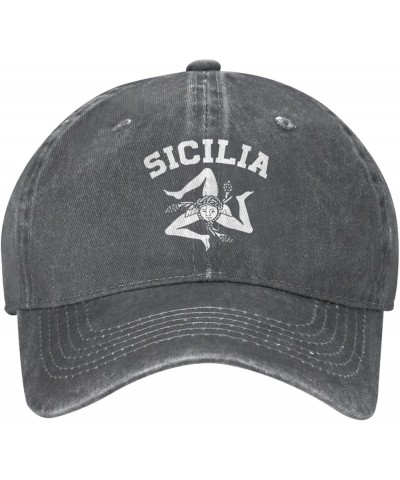 Sicilian Trinacria - Sicilia Denim Baseball Cap Hat Adjustable Cowboy Hat Deep Heather $9.93 Baseball Caps