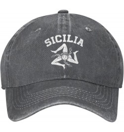 Sicilian Trinacria - Sicilia Denim Baseball Cap Hat Adjustable Cowboy Hat Deep Heather $9.93 Baseball Caps