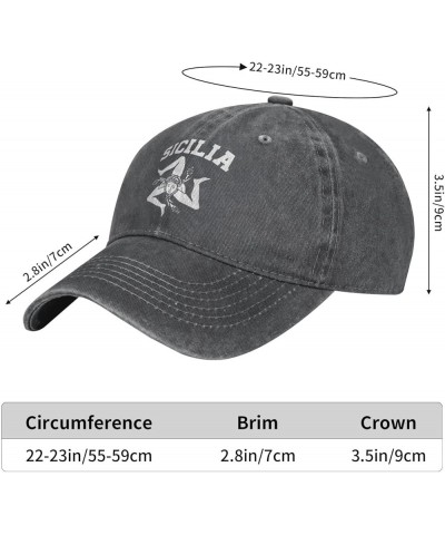 Sicilian Trinacria - Sicilia Denim Baseball Cap Hat Adjustable Cowboy Hat Deep Heather $9.93 Baseball Caps