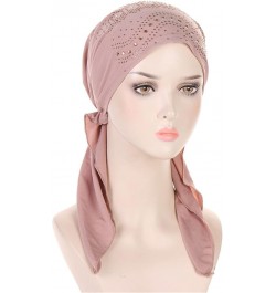 Women Hat Fashion Hijab Hat with Diamond Hat Stretch Multicolor Solid Color Muslim Hijab Marching Band Hats for Pink $8.69 Su...