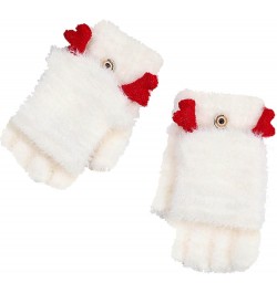 Women Soft Gloves  Winter Knitted Flip Half Finger Gloves Jacquard Fawn Imitation Mink Velvet Capped Women's Gloves White $8....