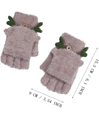 Women Soft Gloves  Winter Knitted Flip Half Finger Gloves Jacquard Fawn Imitation Mink Velvet Capped Women's Gloves White $8....