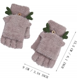 Women Soft Gloves  Winter Knitted Flip Half Finger Gloves Jacquard Fawn Imitation Mink Velvet Capped Women's Gloves White $8....