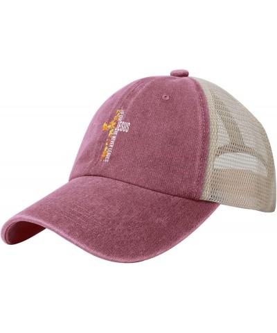 Fall for Jesus He Never Leaves Dad Hats for Men Women Cowboy Mesh Trucker Hat Adjustable Cotton Baseball Cap,Black Red $9.45 ...