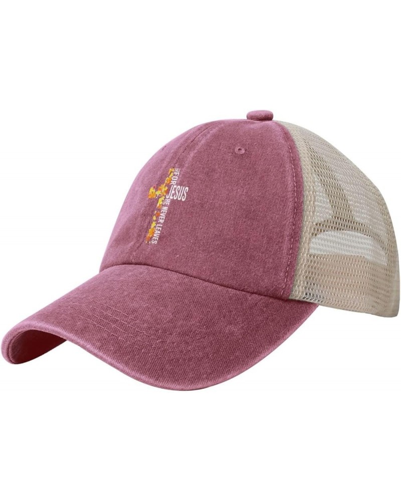 Fall for Jesus He Never Leaves Dad Hats for Men Women Cowboy Mesh Trucker Hat Adjustable Cotton Baseball Cap,Black Red $9.45 ...