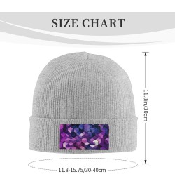 Abstract Color Cubes Purple Print Knit Beanie for Men Women Casual Knit Hat Winter Knit Cuffed Beanie Soft Hat Gray $13.50 Sk...