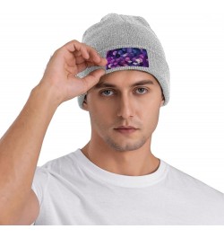 Abstract Color Cubes Purple Print Knit Beanie for Men Women Casual Knit Hat Winter Knit Cuffed Beanie Soft Hat Gray $13.50 Sk...