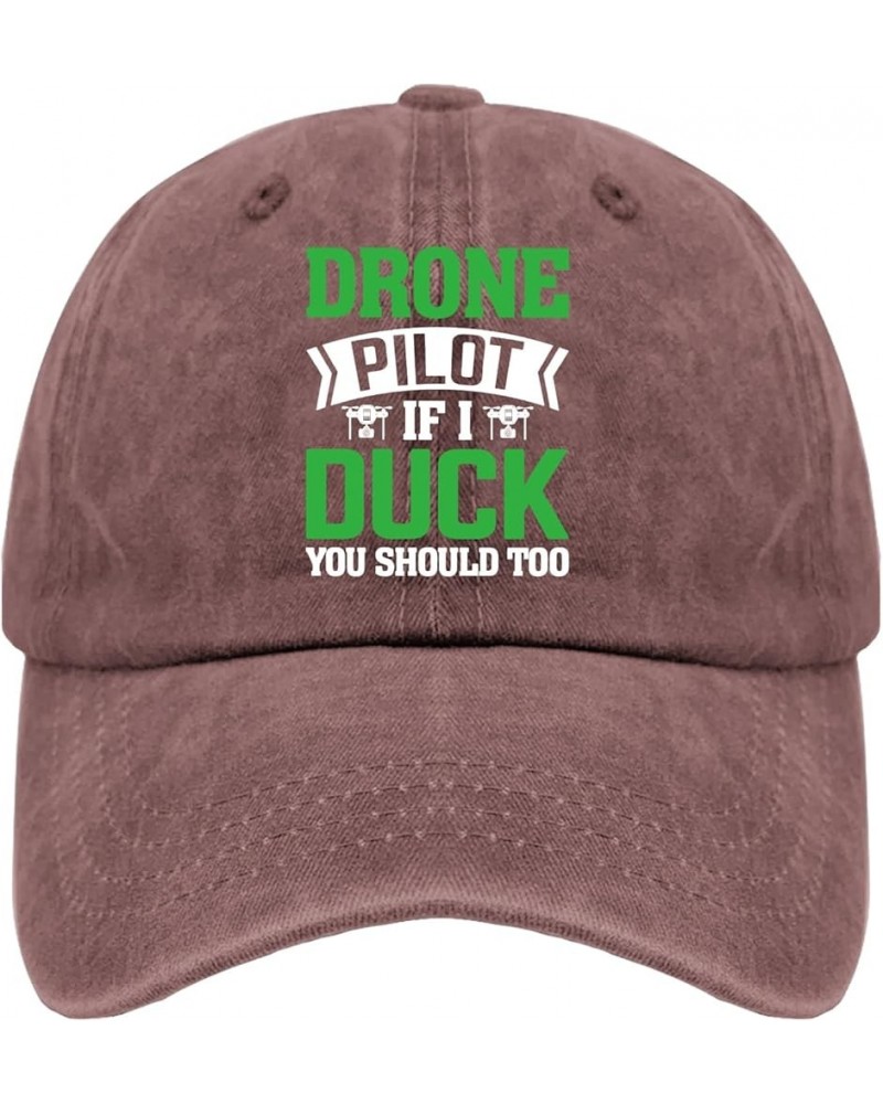 Drone Pilot If I Duck You Should Too Sun Hat Womens Cap Pigment Black Baseball Hat Gifts for Son Golf Hats Wine Red $9.90 Buc...