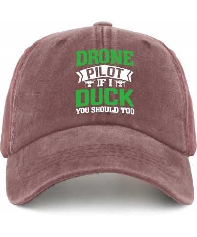 Drone Pilot If I Duck You Should Too Sun Hat Womens Cap Pigment Black Baseball Hat Gifts for Son Golf Hats Wine Red $9.90 Buc...