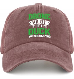 Drone Pilot If I Duck You Should Too Sun Hat Womens Cap Pigment Black Baseball Hat Gifts for Son Golf Hats Wine Red $9.90 Buc...