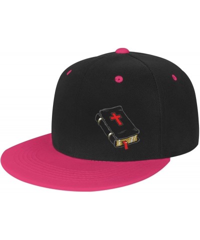 Leather Bound Bible Snapback Hats for Men Women Hat Baseball Cap Flat Bill Visor White Hat Pink $10.14 Baseball Caps