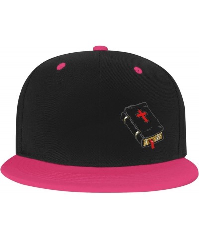 Leather Bound Bible Snapback Hats for Men Women Hat Baseball Cap Flat Bill Visor White Hat Pink $10.14 Baseball Caps