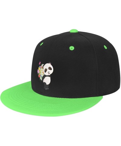 Cute Little Panda Baseball Cap for Men Women Snapback Hat Adjustable Flat Bill Hats Green $11.62 Baseball Caps