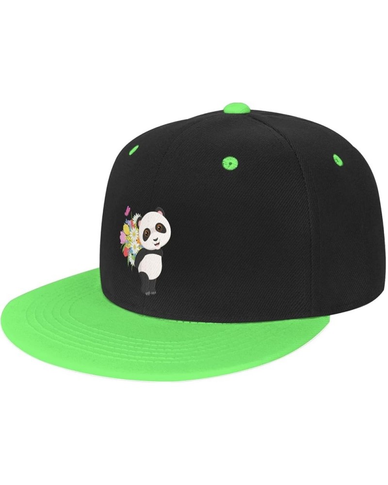 Cute Little Panda Baseball Cap for Men Women Snapback Hat Adjustable Flat Bill Hats Green $11.62 Baseball Caps