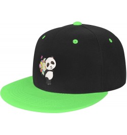 Cute Little Panda Baseball Cap for Men Women Snapback Hat Adjustable Flat Bill Hats Green $11.62 Baseball Caps