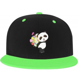 Cute Little Panda Baseball Cap for Men Women Snapback Hat Adjustable Flat Bill Hats Green $11.62 Baseball Caps