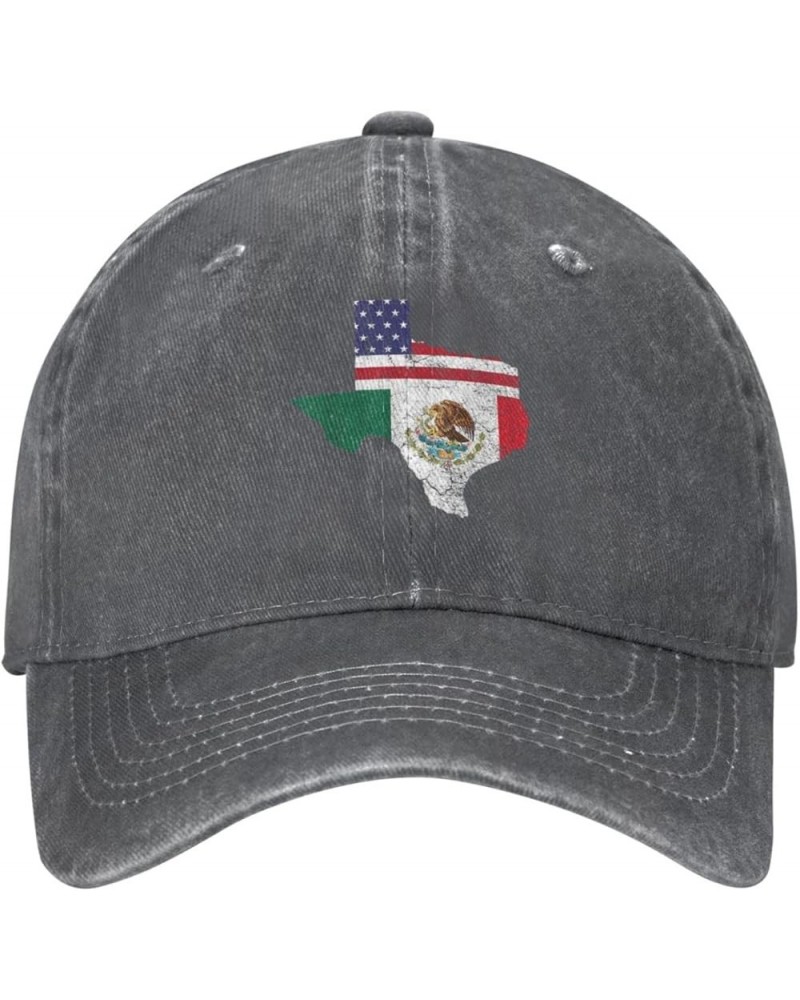 Texas Mexican American Flag Hat for Men Women Mexico USA Friendship Flag Baseball Cap Black Snapback Hat Cotton Grey $10.70 B...