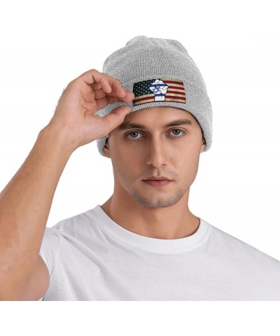 Israeli Flag Beanie for Men Women Black Winter Hat Warm Knit Cuffed Beanies Gray $12.53 Skullies & Beanies