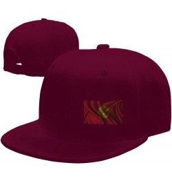 Silk Style Flag of Kyrgyzstan Snapback Hat Baseball Cap for Men Women Hip Hop Style Flat-Brimmed Hats Dark Red $13.58 Basebal...