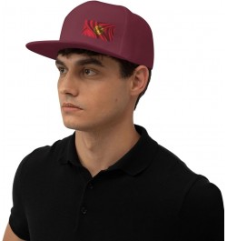 Silk Style Flag of Kyrgyzstan Snapback Hat Baseball Cap for Men Women Hip Hop Style Flat-Brimmed Hats Dark Red $13.58 Basebal...