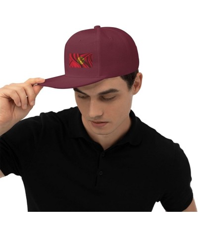 Silk Style Flag of Kyrgyzstan Snapback Hat Baseball Cap for Men Women Hip Hop Style Flat-Brimmed Hats Dark Red $13.58 Basebal...