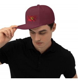 Silk Style Flag of Kyrgyzstan Snapback Hat Baseball Cap for Men Women Hip Hop Style Flat-Brimmed Hats Dark Red $13.58 Basebal...