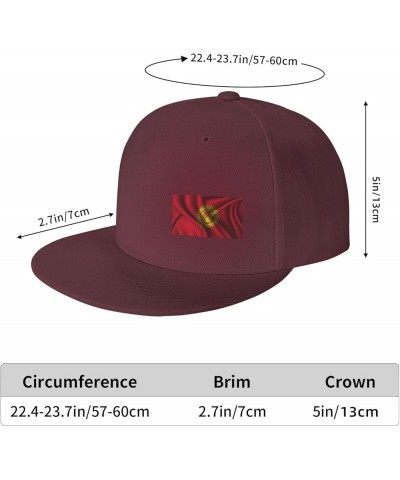 Silk Style Flag of Kyrgyzstan Snapback Hat Baseball Cap for Men Women Hip Hop Style Flat-Brimmed Hats Dark Red $13.58 Basebal...