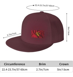 Silk Style Flag of Kyrgyzstan Snapback Hat Baseball Cap for Men Women Hip Hop Style Flat-Brimmed Hats Dark Red $13.58 Basebal...