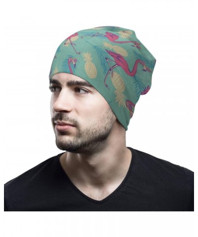 Flamingo Fruit Beanie Hat for Women Men Slouchy Beanies Cap Stretch Skull Cap Baggy Cuffed Beanies Warm Winter Casual Hat Whi...