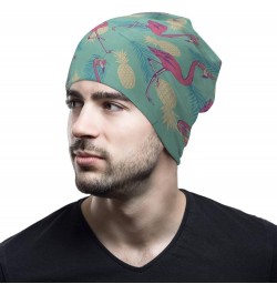 Flamingo Fruit Beanie Hat for Women Men Slouchy Beanies Cap Stretch Skull Cap Baggy Cuffed Beanies Warm Winter Casual Hat Whi...