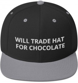 Will Trade Hat for Chocolate Lover Flatbrim Flat Brim Snapback Hat Cap Black/ Silver $19.50 Baseball Caps