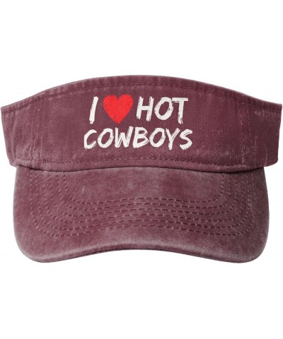 I Love Hot Cowboy Hat Sport Sun Visor Hats Funny Empty Top Baseball Sun Cap Headwear Red $10.78 Visors