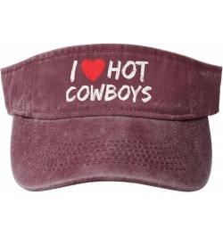 I Love Hot Cowboy Hat Sport Sun Visor Hats Funny Empty Top Baseball Sun Cap Headwear Red $10.78 Visors